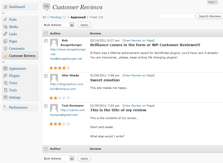 customer reviews plugin wordpress.